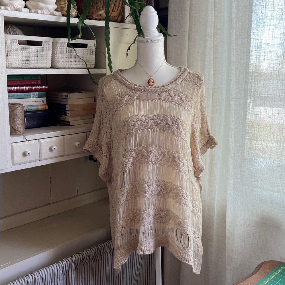 Chico’s cream crochet blouse with open sides size small/medium